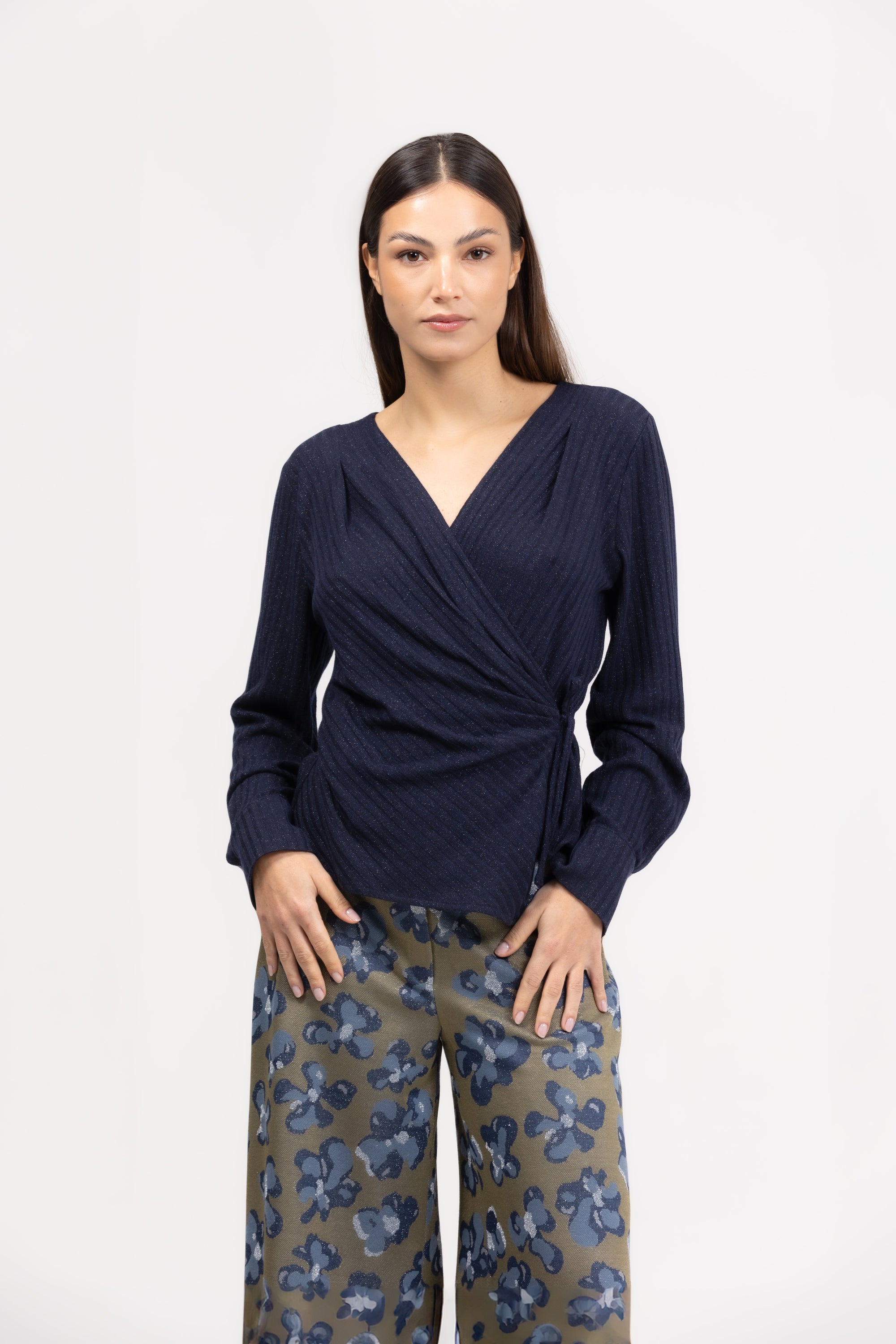 Camicia incrocio costina lurex