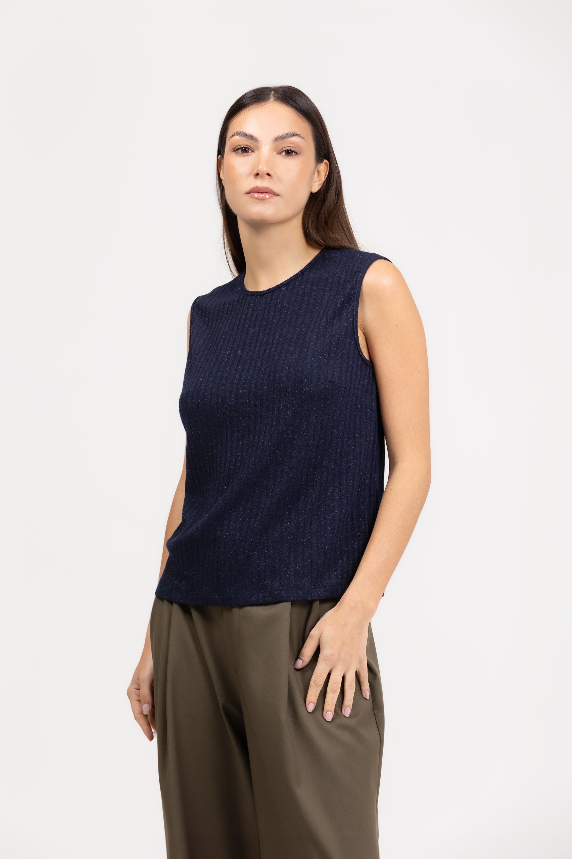 Blusa smanicata costina lurex