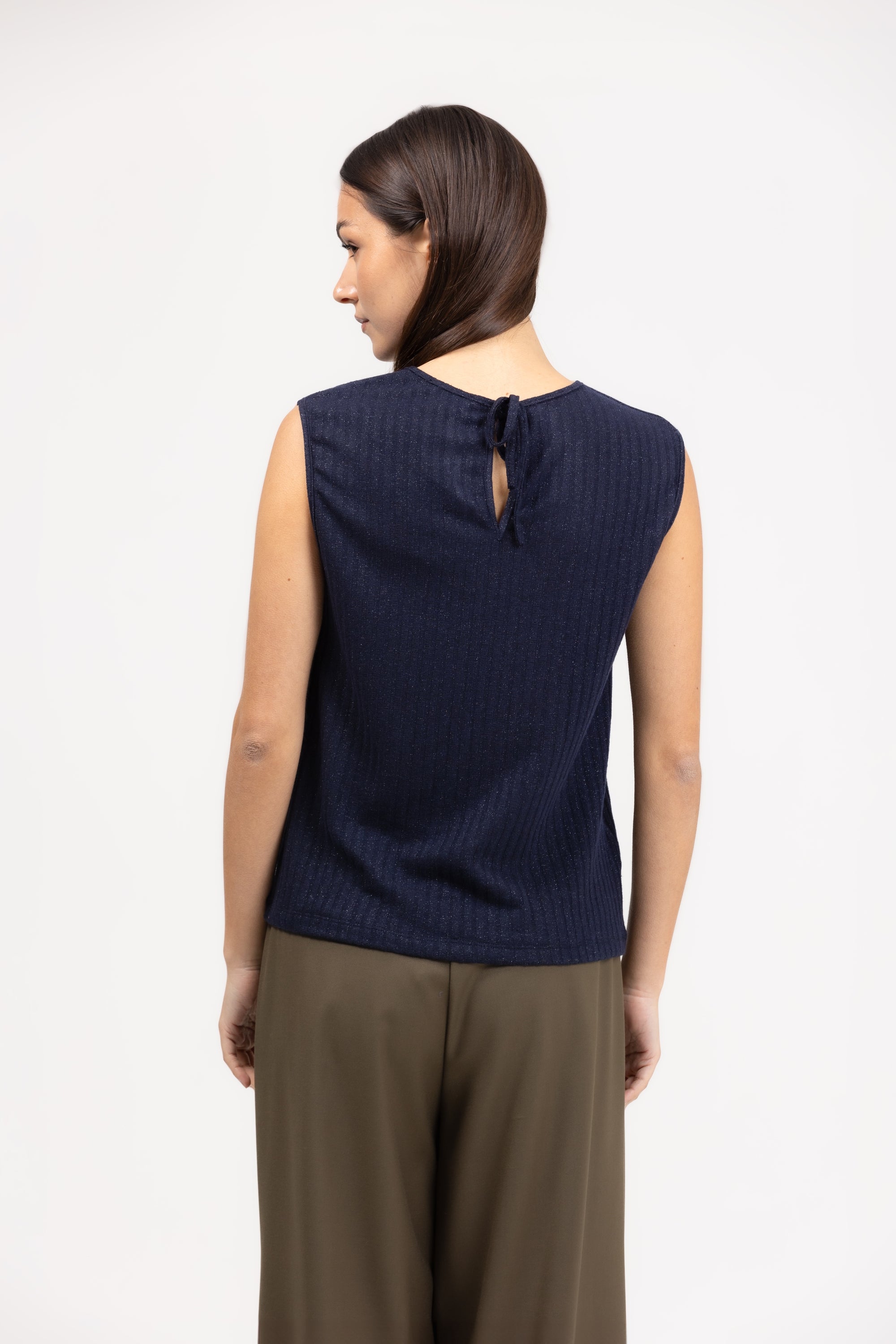 Blusa smanicata costina lurex