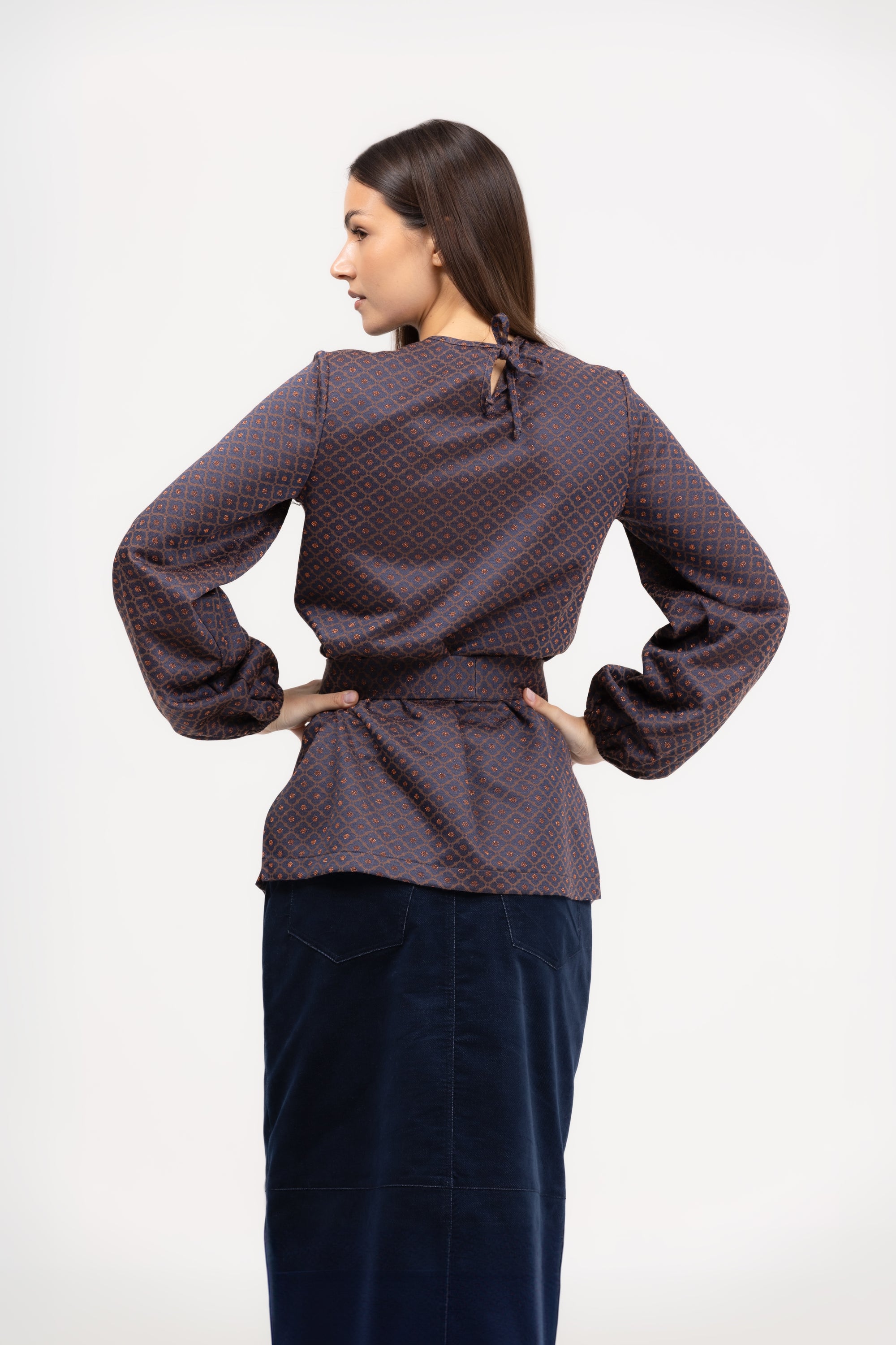 Blusa manica lunga jacquard