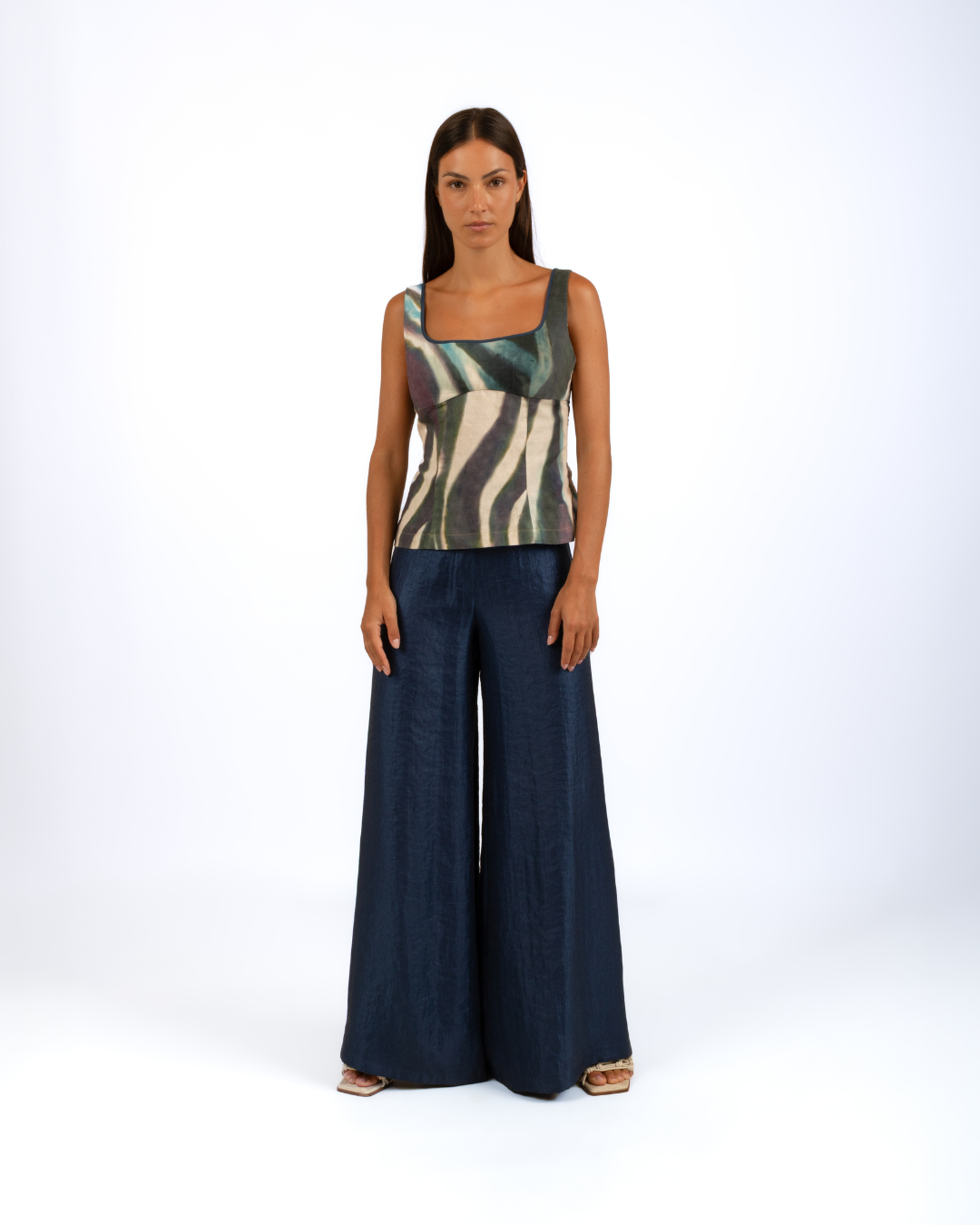 Top fiocco lino stampa